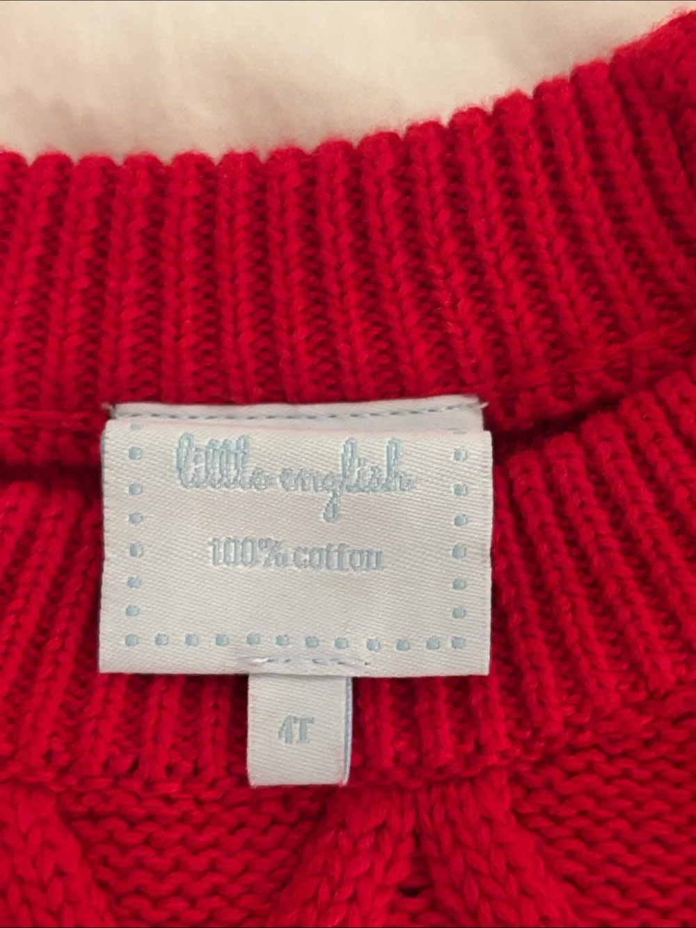 Kids Sz Red 💯 cotton Cable Knit Sweater - like new condition